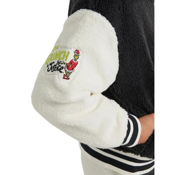 Justice Girls Grinch Varsity Sherpa Size Xs 5/6 Christmas coat jacket soft - Picture 3 of 7